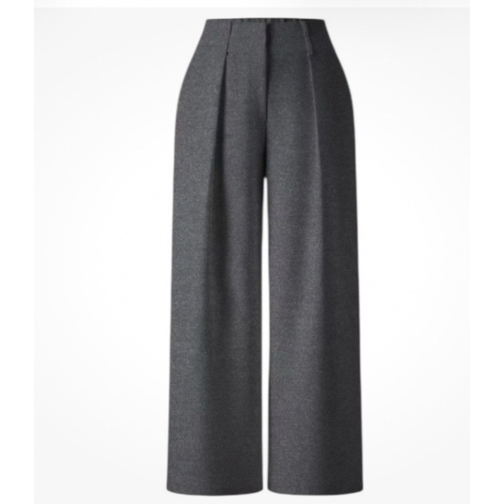 OGL Wide-Leg Cropped Dress Pants in Charcoal Gray